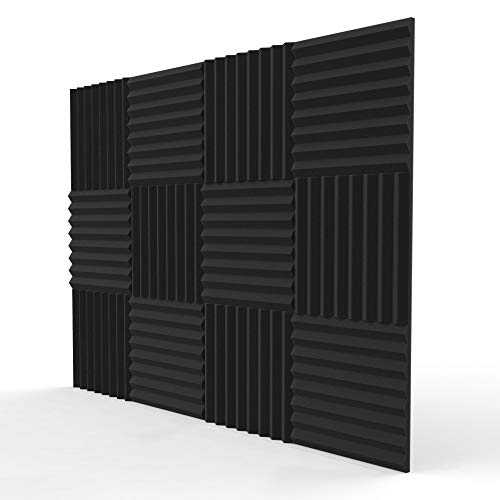 12 Pack Acoustic Panels 1 X 12 X 12 Inches - Acoustic Foam - Studio Foam Wedges - High Density Panels - Soundproof Wedges - Charcoal