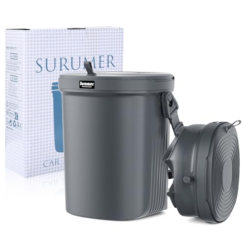 Surume 2 Gallon Silicon Car Trash Can with Lid - 100% Leak-Proof Trash Bin, Waterproof Garbage Can,...