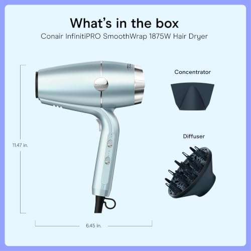 Conair SmoothWrap Ionic Hair Dryer, Diffuser & Concentrator, 1875W, Mint - image 7