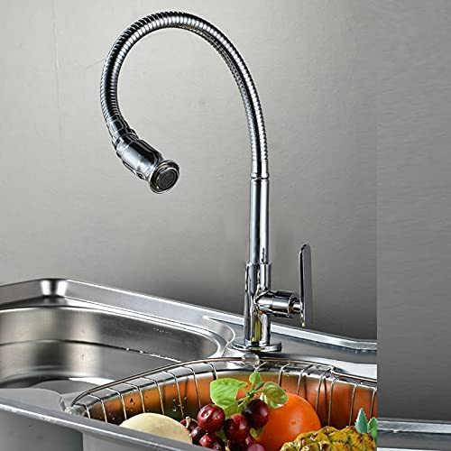 Rubinetti, Rubinetto per lavello da Cucina per Bar Agriturismo Commerciale, Cucina con Maniglia Singola Ruota di 360 Gradi Qualsiasi, Rubinetto Pieghevole per Acqua Fredda da Cucina
