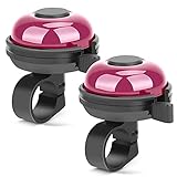 TOMASLINK 2PCS Bike Bell,Bike Bell for Adults, Kids Girls Boys, Crisp Loud Pleasant Sound, Mountain Bike Bell, Road Bike Bell, Pink Color