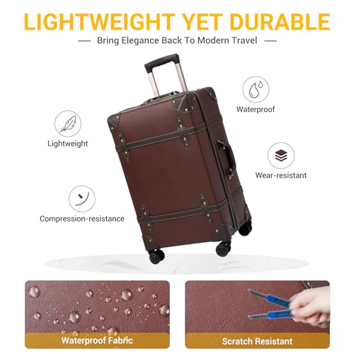 Nzbz ZIPPER LUGGAGE SETS - B Vintage Luggage Sets For Women, 3 Piece Faux Leather Retro Luggage Sets thumb #8