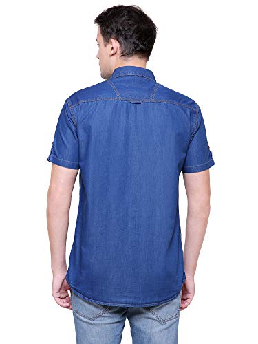 Image of Kuons Avenue Men's Half Sleeve Smart Casual Denim Shirt | Jeans Shirt for Men