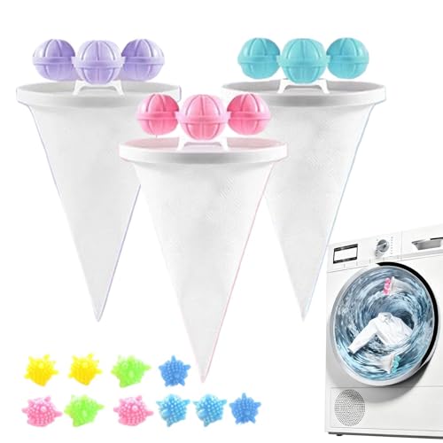 Atrapador de pelo para lavandería, de filtro reutilizable flotante con 10 bolas, , recogedor de pelo de mascotas, para camisa, baño, hogar, viajes, limpieza diaria de telas