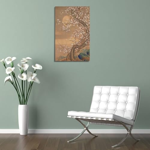 Poster abstrait japonais poétique : évadez-vous sous les fleurs de prunier en toile - 5