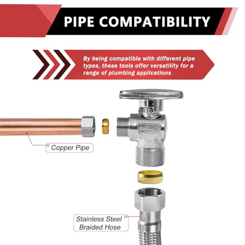 10-Pack EFIELD Angle Stop Valve 1/2" Nominal (5/8" OD) Compression x 3/8" OD, 1/4-Turn,(VALVE116-10PCS) by EFIELD - Image 4