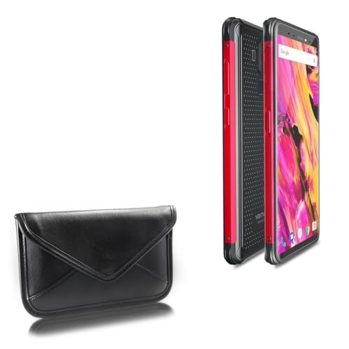 BoxWave Case Compatible with Vernee V2 - Elite Leather Messenger Pouch, Synthetic Leather Cover Case Envelope Design - Jet Black