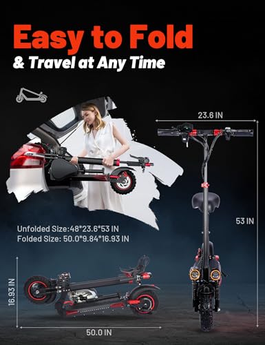 1200W Motor Electric Scooter Adults with Seat, 35 MPH Max