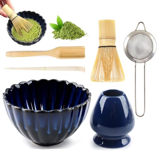 6-Teiliges Matcha Set, Matcha Besen, Matcha Set für Einsteiger, Matcha-Schneebesen, Matcha Schale, Matcha Löffel, Edelst...