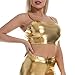 FlyCC Women Sexy Metallic Crop Tops Tube Top Bra for Raves and Music Festivals