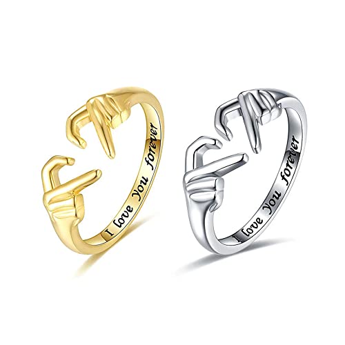 QKEPCY Handgesten Ring Set Symbolischer Schmuck Paar Ringe Verstellbarer...