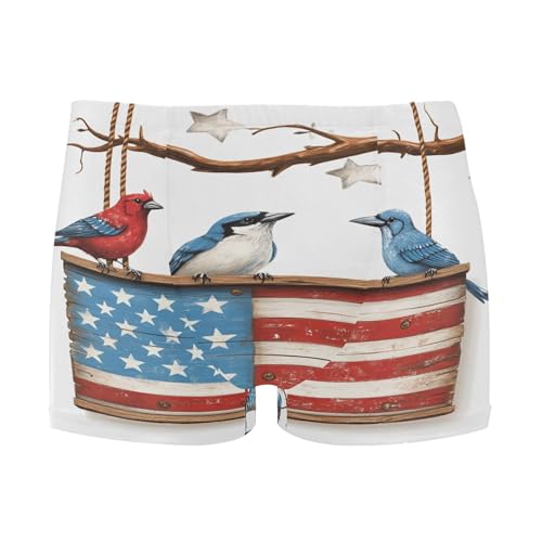 July 4th Independence Day American Flag Bird Mens Swim Trunk Swimwear Swim Brief Square Leg Board Short S S0407360