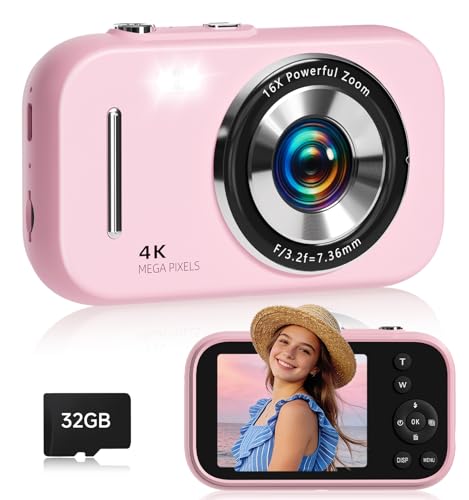 Appareil photo numérique compact 4K 48MP avec zoom 16x et carte SD 32 Go pour adolescent
