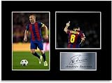 Andres Iniesta España Barcelona Football Player A4 - Soporte para foto con autógrafo firmado