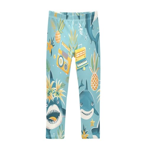 Toddler Girls Leggings Printed Yoga Pants Leggings Blue Shark Pineapple for Kids