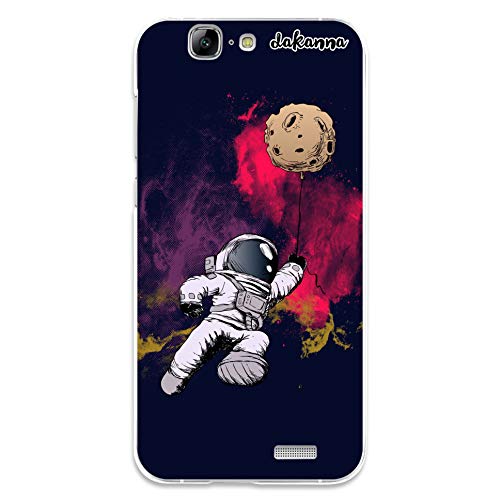 dakanna Funda para Huawei G7 | Astronauta y Luna | Carcasa de Gel Silicona Flexible Transparente