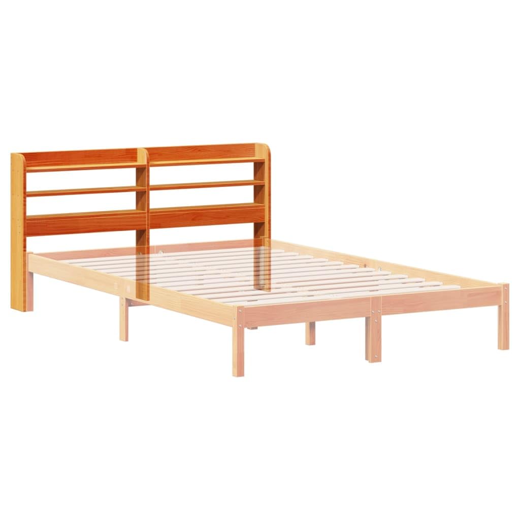Gecheer Tête de lit en pin Massif avec Rangement, 160 cm, Couleur Cire Marron - Idéale pour Chambre à Coucher