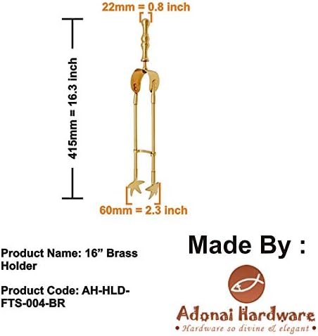 Adonai Hardware 16" Brass Holder (Polish Lacquered)