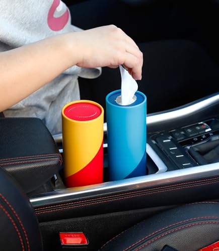 Car Tissues Holder with Facial Tissues - 4 PK - Travel Tissue Tubes for Car Cup Holder Tissues Cylinder Box Container - Thumbnail 4