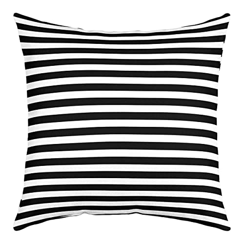 Image of Striped Throw Pillow Cover 22x22 Black and White Stripe Pillow Cover Kids Boys Girls Women Men Farmhouse Ticking Stripes Cushion Cover Modern Geometric Lines Abstract Gothic Decorative Pillow Cover