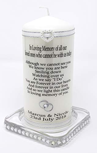 Personalised Wedding absence candle in loving memory of those who cannot be with you on your special day