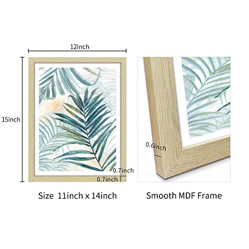 Tropical Plant Framed Wall Art: 2 Piece Bedroom Green Palm Tree Leaf Picture Modern Living Room Bathroom Nature Eucalyptus Botanical Painting Print Decor Vertical Minimalist Watercolor Home Office Artwork #TOP5