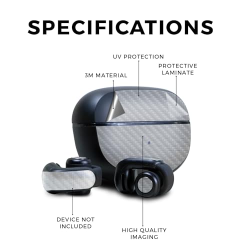 Image of Carbon Fiber Skin Compatible with Bose Ultra Open Earbuds - Cold Steel - Premium 3M Vinyl Protective Wrap Decal Cover - Easy to Apply | Crafted in The USA by MightySkins