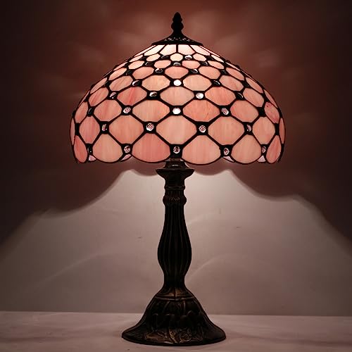 Image of WERFACTORY Tiffany Lamp Stained Glass Bead Table Lamp Desk Light 18 Inch