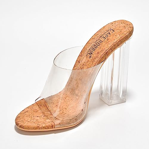 Image of Cape Robbin Fusion Chunky Block High Heels for Women, Transparent Booties for Women