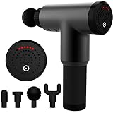 Pistola de Masaje Muscular, Masajeador de Tejido Profundo con 6 niveles ajustables, 3600 RPM, 4 cabezas de Masaje y ultra silenciosos para relajación fatiga