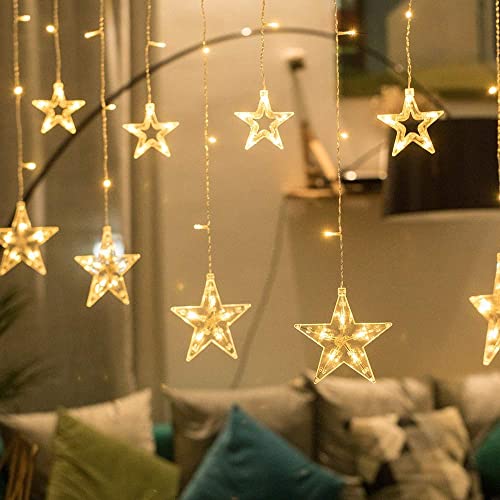 Quntis Star Curtain Lights With Remote, 138 Leds Ramadan Decorations Window Curtain Lights 8 Modes Plug In Connectable Curtain Fairy Lights For Holiday Backdrop Waterfall Indoor Outdoor Bedroom Party #TOP4