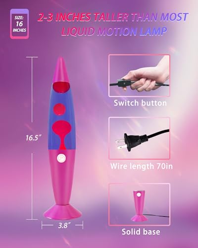 Image of Vanful 16-Inch Liquid Motion Lamp- Pink Base, Purple Liquid, Pink Wax, Beautiful Magma Lamp with 2 packs bulbs for Adults Kids, Night Light for Boys Girls Present Home Bedroom Office Living Room Decor