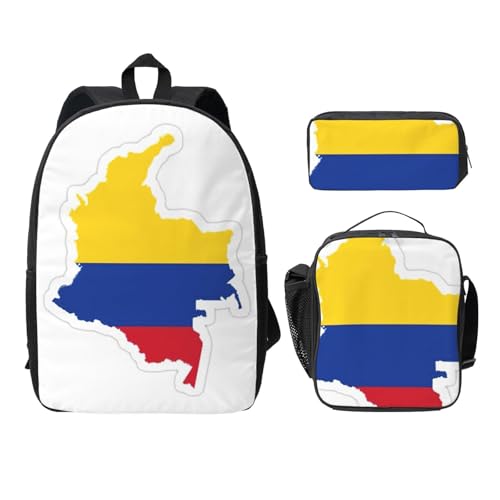Sac à dos carte Colombie EdWal avec trousse et sac repas 3 pièces