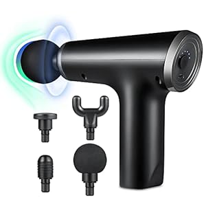 Mayeec Massagepistole, Tiefengewebe-Muskelmassagegerät Elektrisches Handmassagegerät für Nacken-Rücken-Körper mit leisem bürstenlosem Motor 4 Köpfe