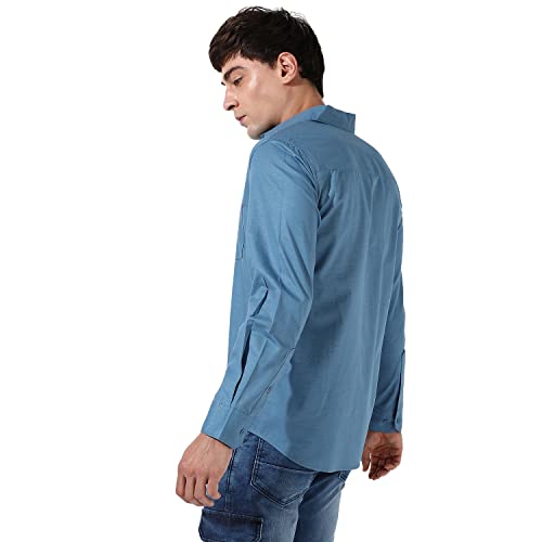 Image of CAHOOT Mens Striped Cotton Shirt Button Up Regular Fit for Casual Wear Cotton Spread Collar Shirt Crafted with Comfort