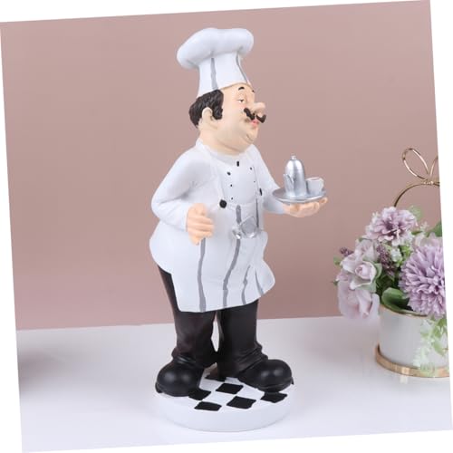 Cuisine restaurant décoration : la statue de chef stable en résine - 5