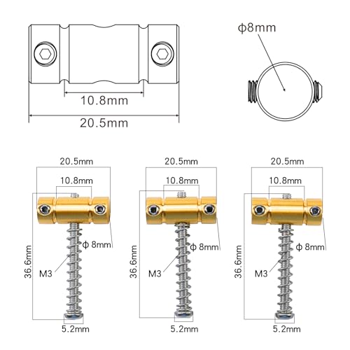 OVSAL 3-Pack Electric Guitar Brass Saddles 10.8mm Brass Guitar Bridge Saddles Compatible with Vintage Style Fender Telecaster Tele 6 String Guitar Replacement Parts(Natural Brass Color)