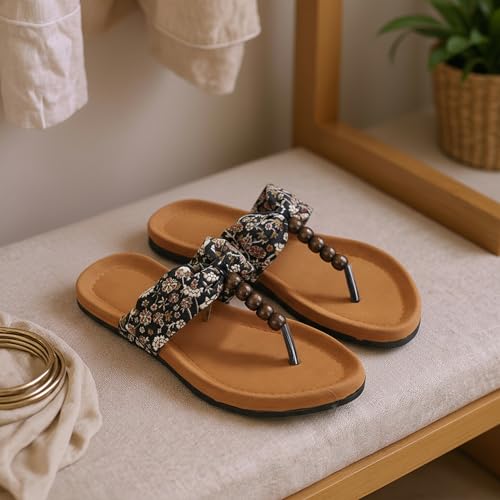 Image of Women's Slippers | Comfortable Flat Chappals for Women with Bow Detail | Stylish Casual Chappals, Trendy Summer Sandals, Comfortable Footwear for Daily Use