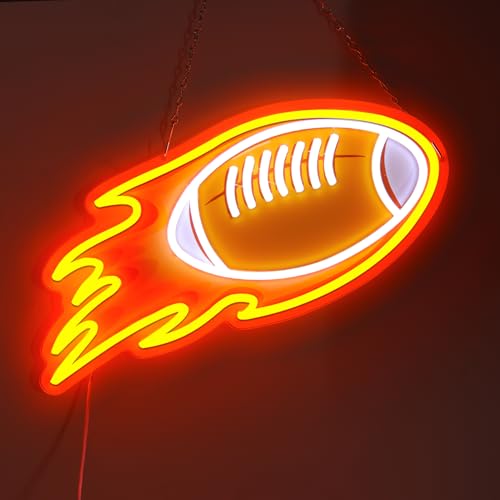 Image of Football Neon Signs Dimmable Football Neon Lights Wall Decor for Club Dormitory Bedroom Shop Home Birthday Party Gift Art for Kids Fans 16.54x12.2 IN-USB Powered-Acrylic