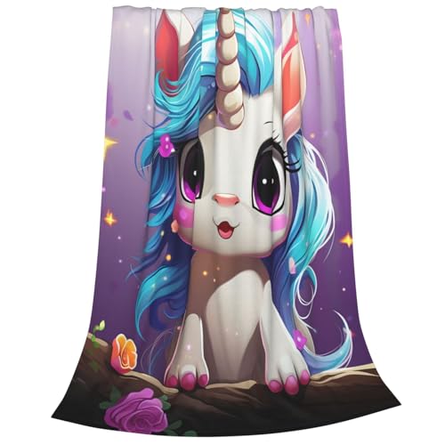 Couverture flanelle microfibre 152x127 cm plaid licorne lit et canapé