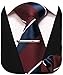 RBOCOTT Maroon Navy Blue Stripe Tie and Pocket Square with Tie Clip Sets for Men Business Necktie(7)
