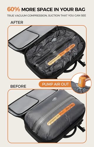 Image of IKYWT 80L Vacuum Seal Travel Backpack with Compression System | Expandable, 5kPa High Power Pump, 17 inch Laptop Compartment, TSA Lock, Water-Resistant