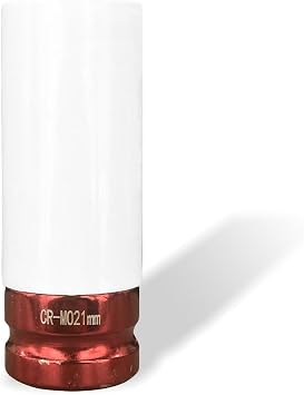 1/2" Drive 21 mm Lug Nut Impact Socket, Non-Marring Deep Lug Nut Socket, Thin Wall Wheel Rim Protector Sleeved Socket 21mm/0.8inch