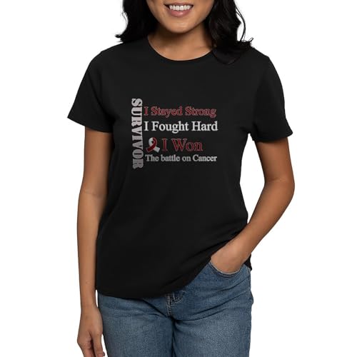 CafePress Survivor I Won Head and Neck Cancer (Red and WHI Women's Classic Crew-Neck Soft T-Shirt