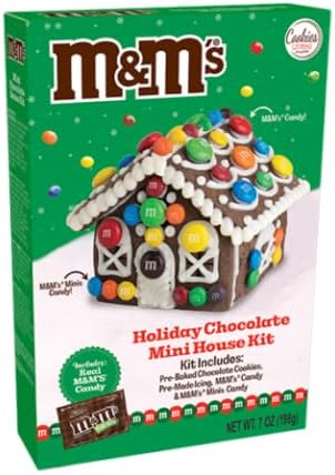 Holiday House Gingerbread Cookie Kit, 7.4 Oz. Classic M&M Mini Holiday Chocolate Mini House Kit 7.4 Oz. By Cookies United