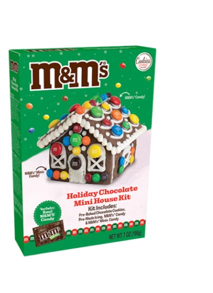 Holiday House Gingerbread Cookie Kit, 7.4 Oz. Classic M&M Mini Holiday Chocolate Mini House Kit 7.4 Oz. By Cookies United