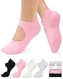 Grip Pilates Socks for Women Yoga Socks with Grips Open Top Non Slip Grippy Socks for Barre, Ballet, Barefoot Workout