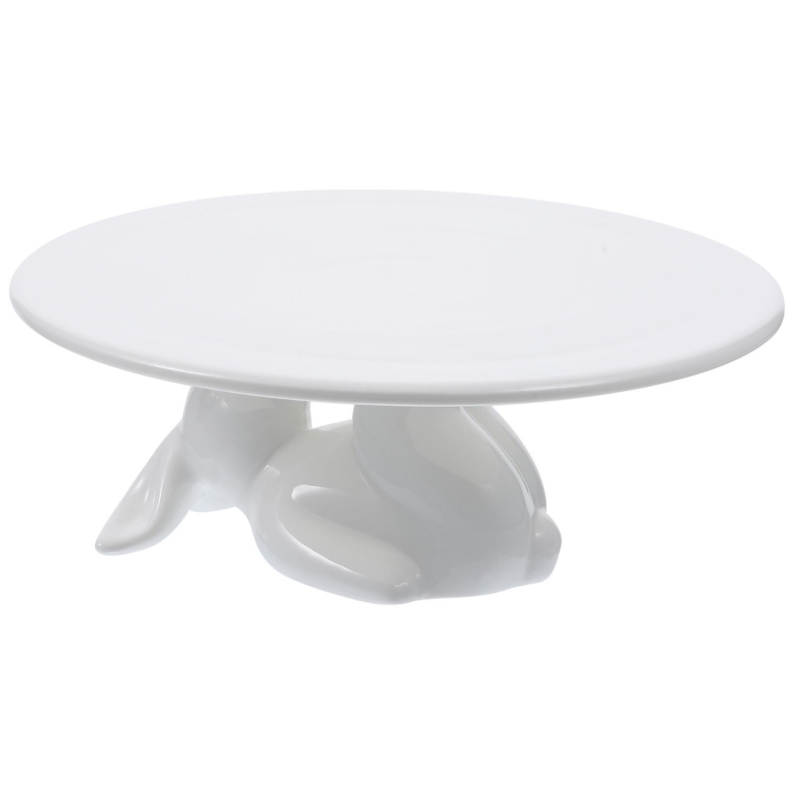 Sosoport Plato de Cerámica para Tartas Forma de Conejo Blanco para Postres