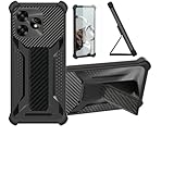 bojioderf Case Compatible for Umidigi G6 5g Phone Case Cover [with Tempered Glass Screen Protector] Hybrid Case [Folding Support Magnetic] [Frosted Anti-Fingerprint] Black