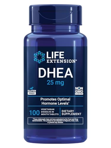 Life Extension DHEA 25 mg Hormone Balance Supplement Memory Muscle Health Bone Health Mens Health Womens Health Gluten-Free Non-GMO Vegetarian 100 Dissolve-in-Mouth Tablets